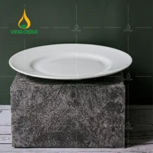 Đĩa Bằng Sứ Minh Châu Trắng 22cm