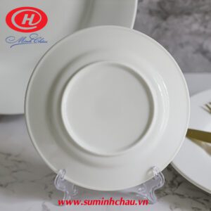 Đĩa Bằng Sứ Trắng Minh Châu 20cm - MC-D08 Đĩa Bằng Sứ Trắng Minh Châu 20cm