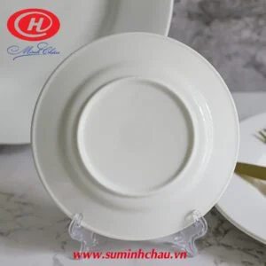 Đĩa Bằng Sứ Trắng Minh Châu 20cm - MC-D08 Đĩa Bằng Sứ Trắng Minh Châu 20cm