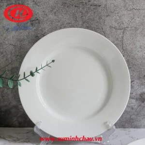 Đĩa Bằng Sứ Trắng Minh Châu 20cm