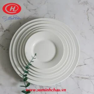 Đĩa Bằng Sứ Trắng Minh Châu 20cm - MC-D08 Đĩa Bằng Sứ Trắng Minh Châu 20cm - MC-D08