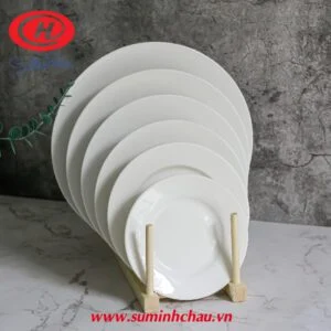 Đĩa Bằng Sứ Trắng Minh Châu 20cm - MC-D08 Đĩa Bằng Sứ Trắng Minh Châu 20cm - MC-D08