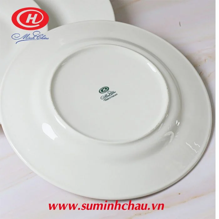 Đĩa Bằng Sứ Trắng Minh Châu 20cm - MC-D08