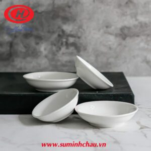 Đĩa chấm sứ trắng Minh Châu