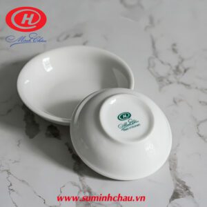 Đĩa chấm sứ trắng Minh Châu
