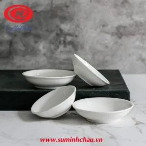 Đĩa chấm sứ trắng Minh Châu