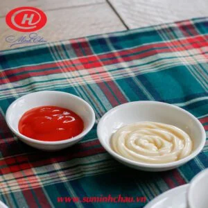 Đĩa chấm sứ trắng Minh Châu