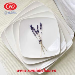 Đĩa Vuông Sứ Trắng Minh Châu 21cm - MC-DVC21 đĩa Vuông sứ minh châu