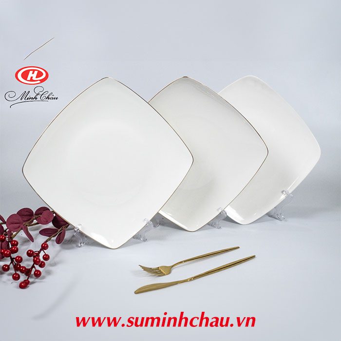 Mua Bộ Chén Đĩa Minh Châu Ở Đâu ? Bát Đĩa Đẹp Xuất Khẩu Đĩa vuông sứ Minh Châu