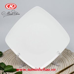 Đĩa Vuông Sứ Minh Châu Trắng 25cm