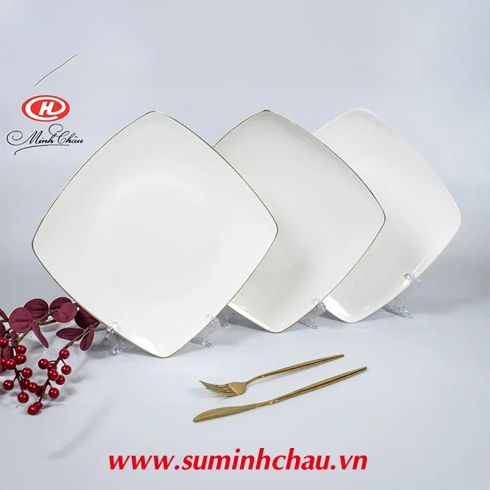 Mua Bộ Chén Đĩa Minh Châu Ở Đâu ? Bát Đĩa Đẹp Xuất Khẩu Đĩa vuông sứ Minh Châu