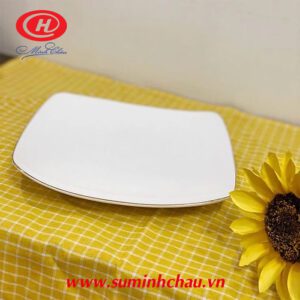 Bát Đĩa Nhà Hàng dia vuong su trang minh chau vien vang 21cm mc dvc21kv 3