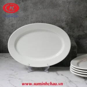 Đĩa Xoài Sứ Minh Châu Trắng 25cm