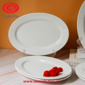 Đĩa Xoài Sứ Trắng Minh Châu 23cm - MC-DX23