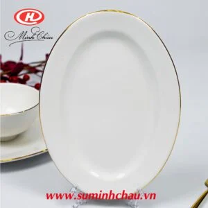 Đĩa vàng kim sứ Minh Châu
