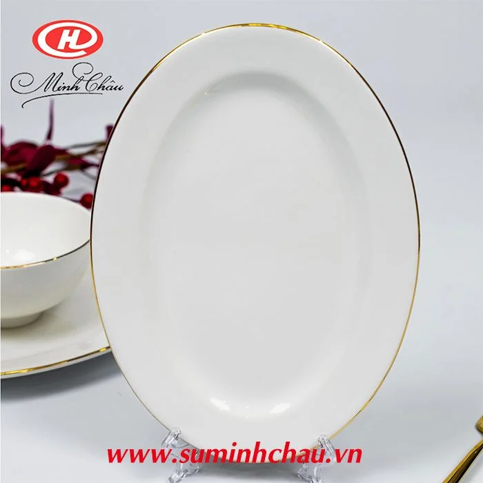 Đĩa vàng kim sứ Minh Châu