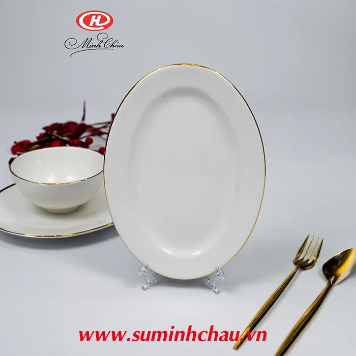 Đĩa vàng kim sứ Minh Châu