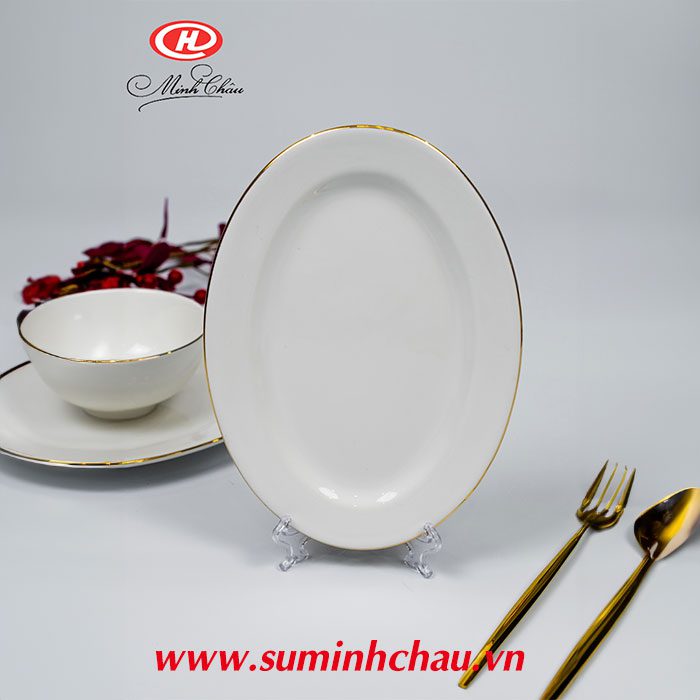 Đĩa vàng kim sứ Minh Châu