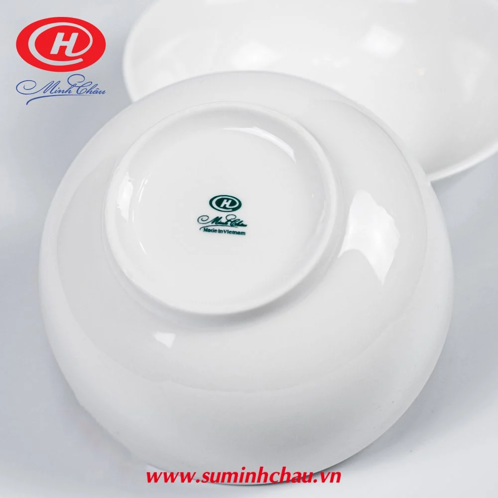 Bộ Tô Chén Dĩa Sứ Minh Châu Tô Sứ Trắng Minh Châu Kẻ Vàng 17.7cm - MC-TH07KV