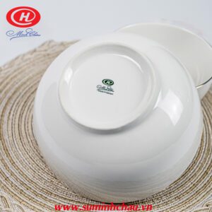 Tô Sứ Trắng Minh Châu Kẻ Viền Vàng 20.2cm