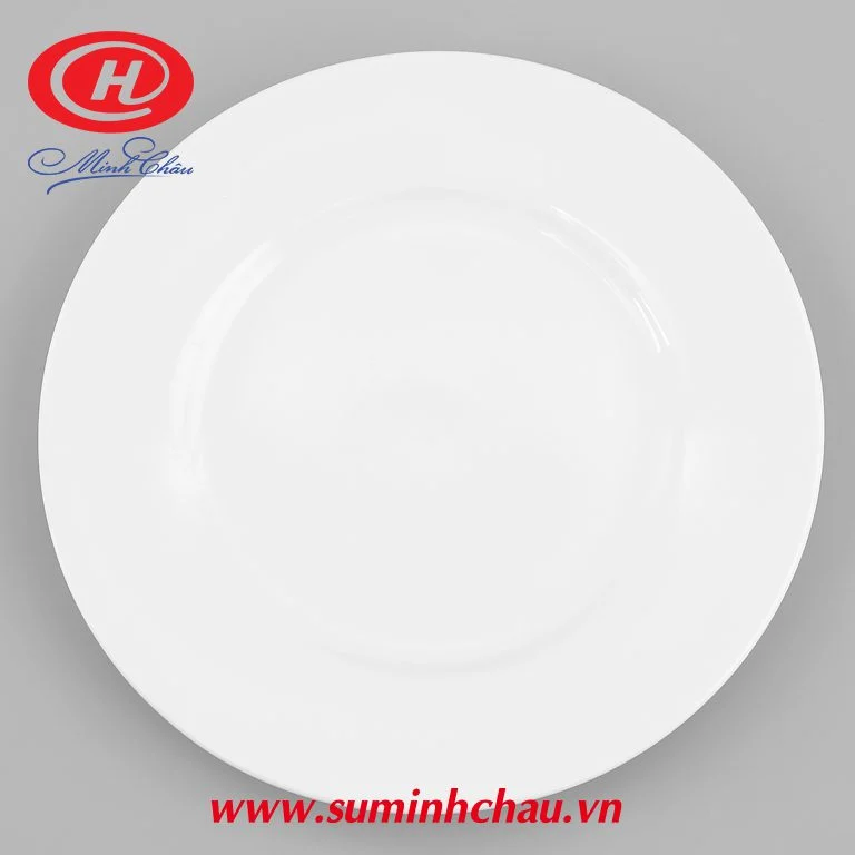 Đĩa Bằng Sứ Minh Châu Trắng 25cm - MC-D10