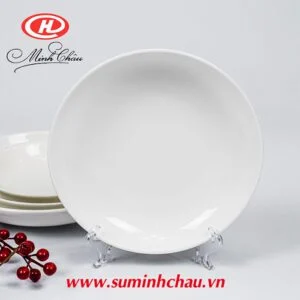 Đĩa Sứ Minh Châu Lòng Sâu Trắng Trơn 20.4cm - MC-DHS08