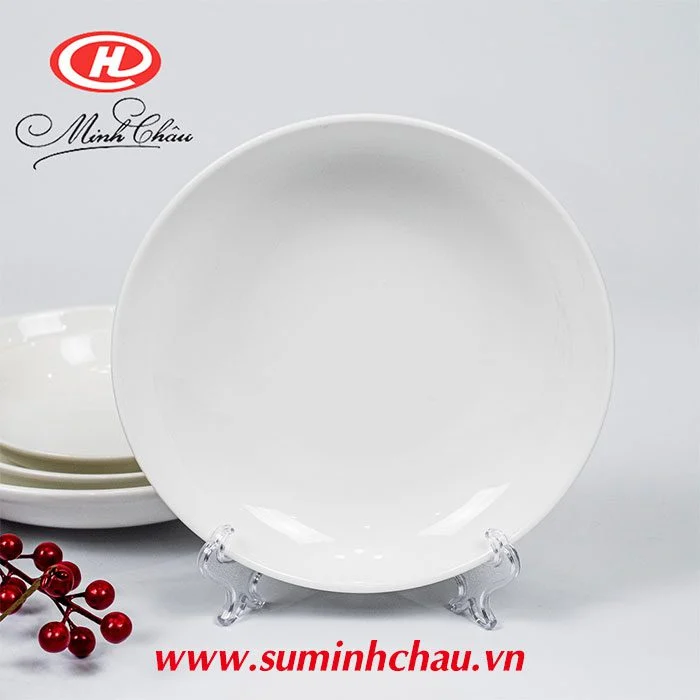 Đĩa Sứ Minh Châu Lòng Sâu Trắng Trơn 20.4cm - MC-DHS08