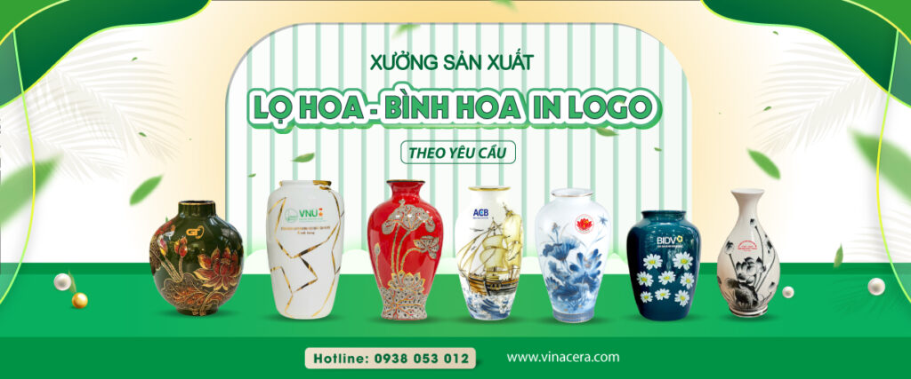 Lọ Hoa In Logo sản xuất bình hoa in logo