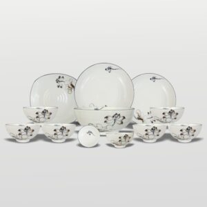 Bộ bát đĩa vẽ sen bát tràng