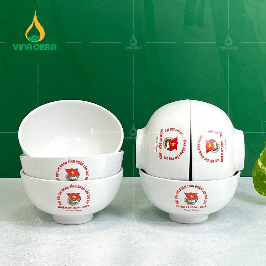 Bộ Chén Đĩa Bát Tràng In Logo – Bộ Quà Tặng Ý Nghĩa Cho Khách Hàng Bát đĩa in logo