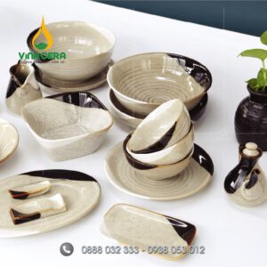 Bát đĩa nhà hàng men ba màu