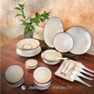 Bát đĩa nhà hàng men matt viền miệng