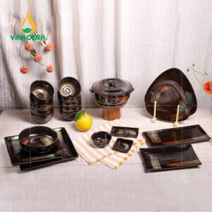 Bát đĩa nhà hàng men Nhật quét sơn