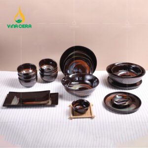 Bát đĩa nhà hàng men Nhật quét sơn