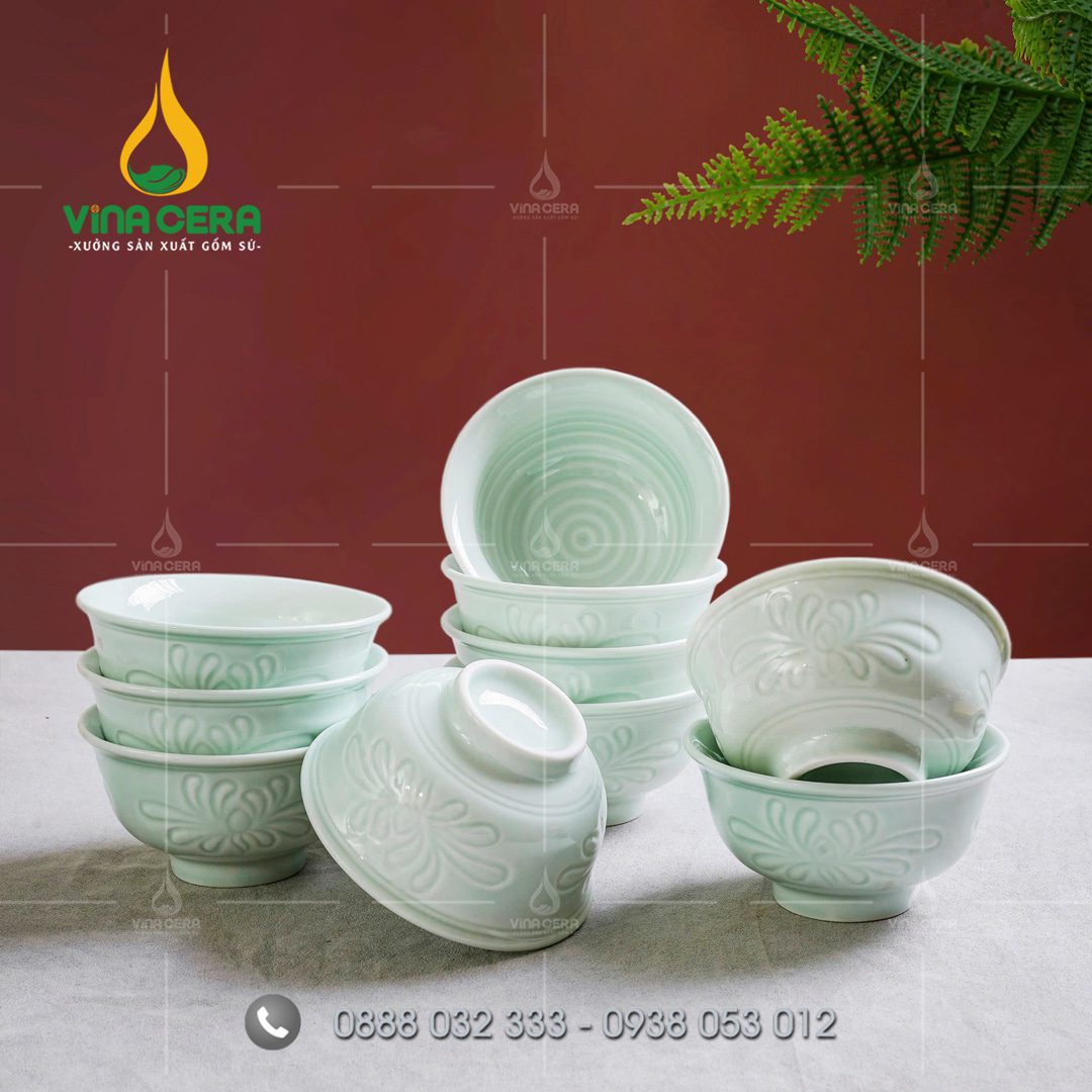 Chuyên cung cấp bát đĩa nhà hàng Nhật giá sỉ Bát đĩa nhà hàng men xanh ngọc Vina Cera