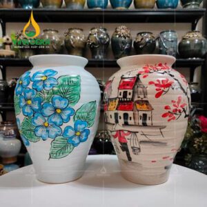 Bình hoa Bát Tràng vẽ tay