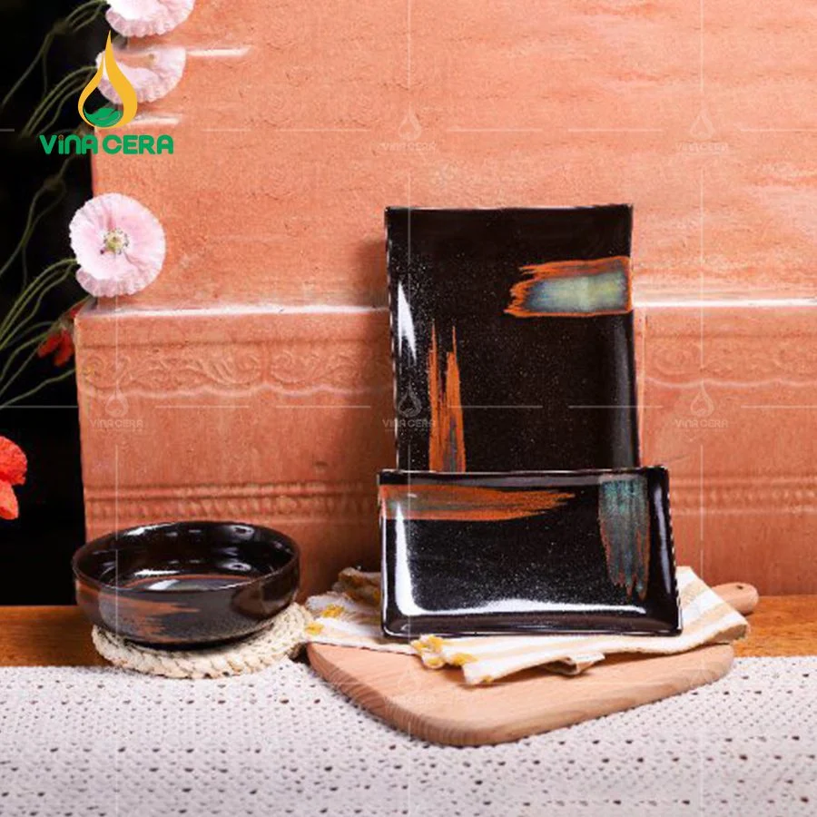 Các mẫu bát đĩa nhật đẹp, Bộ tô chén bát đĩa nhà hàng Nhật Bát đĩa nhà hàng men Nhật quét sơn