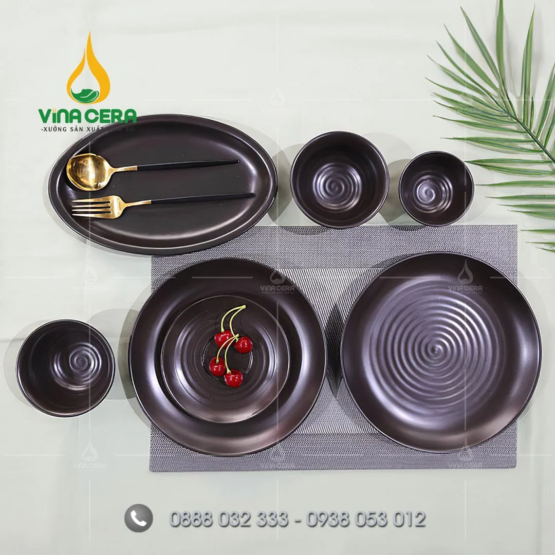 Địa chỉ kho cung cấp bát đĩa sứ trắng – tô chén sứ trắng Bát đĩa nhà hàng men đen matt