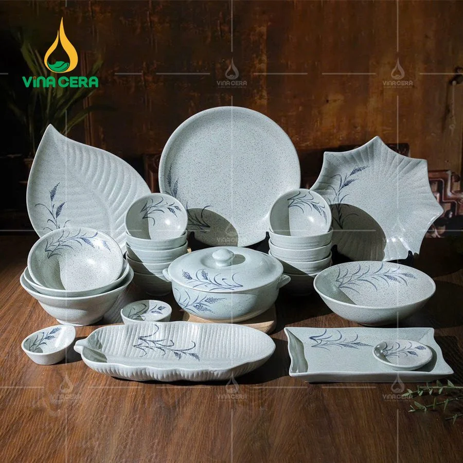 Bát đĩa nhà hàng men tấm xanh