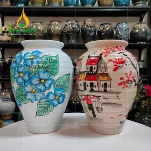 Bình hoa Bát Tràng vẽ tay