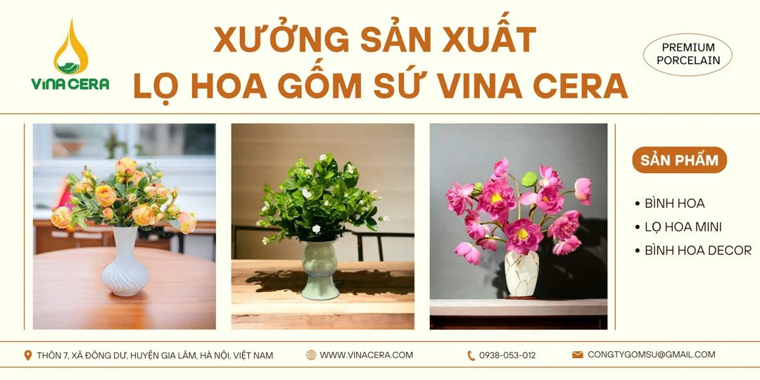 Xưởng sản xuất Bình hoa gốm sứ VinaCera