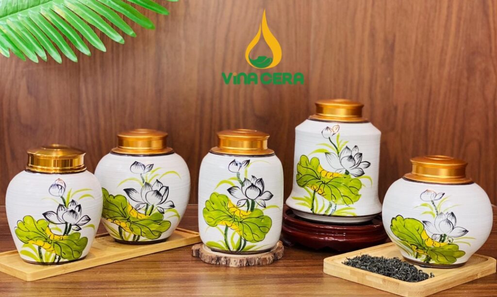 Ấm Chén In Logo hủ đựng trà