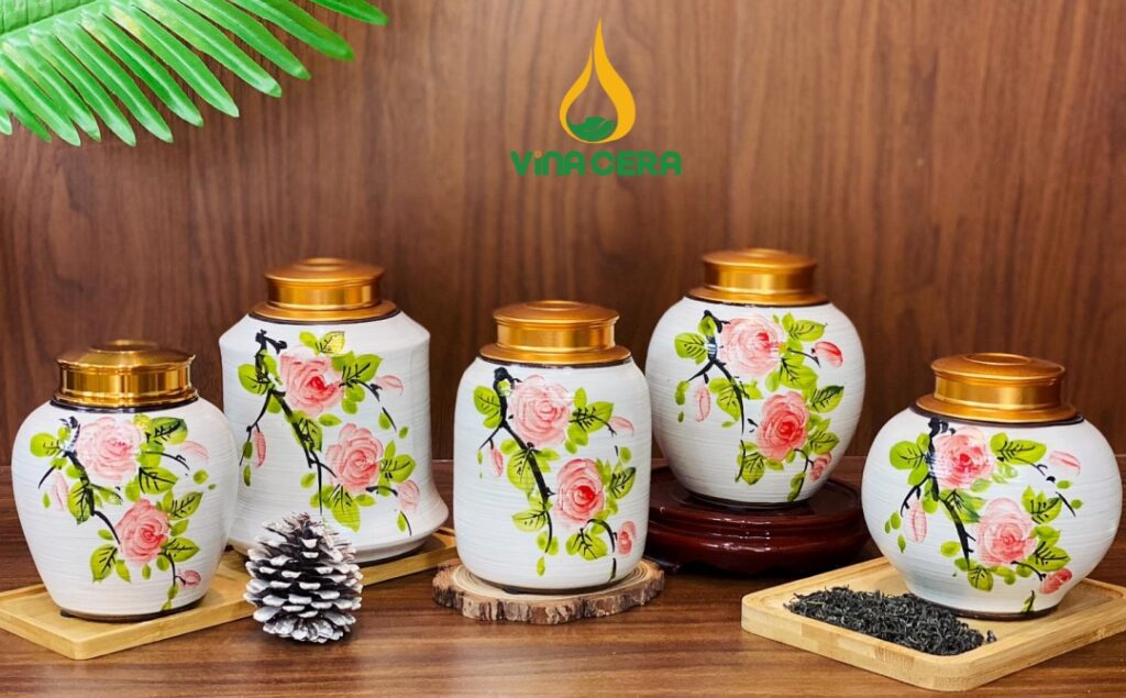 Ấm Chén In Logo hủ đựng trà