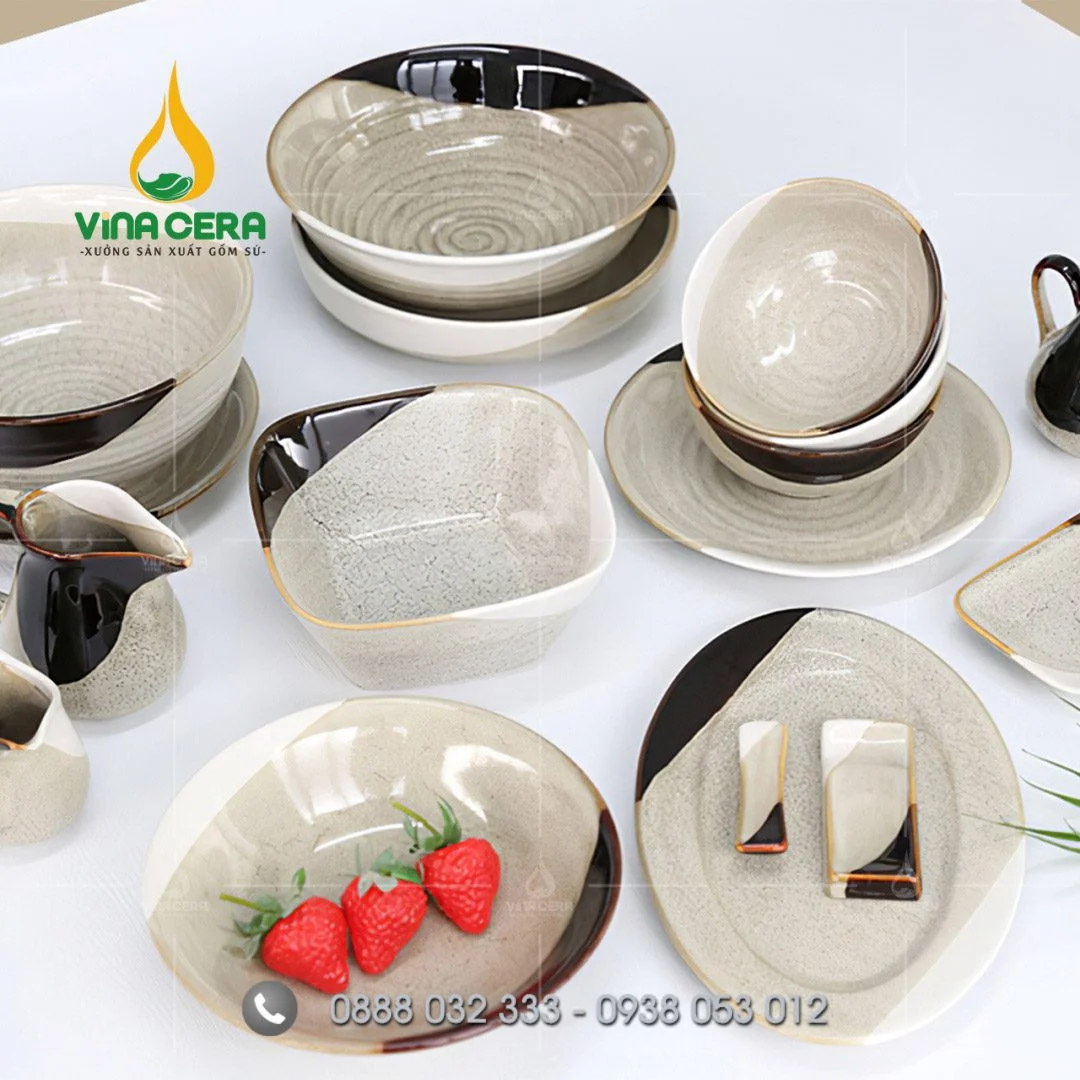 Địa chỉ kho cung cấp bát đĩa sứ trắng – tô chén sứ trắng Bát đĩa nhà hàng men ba màu