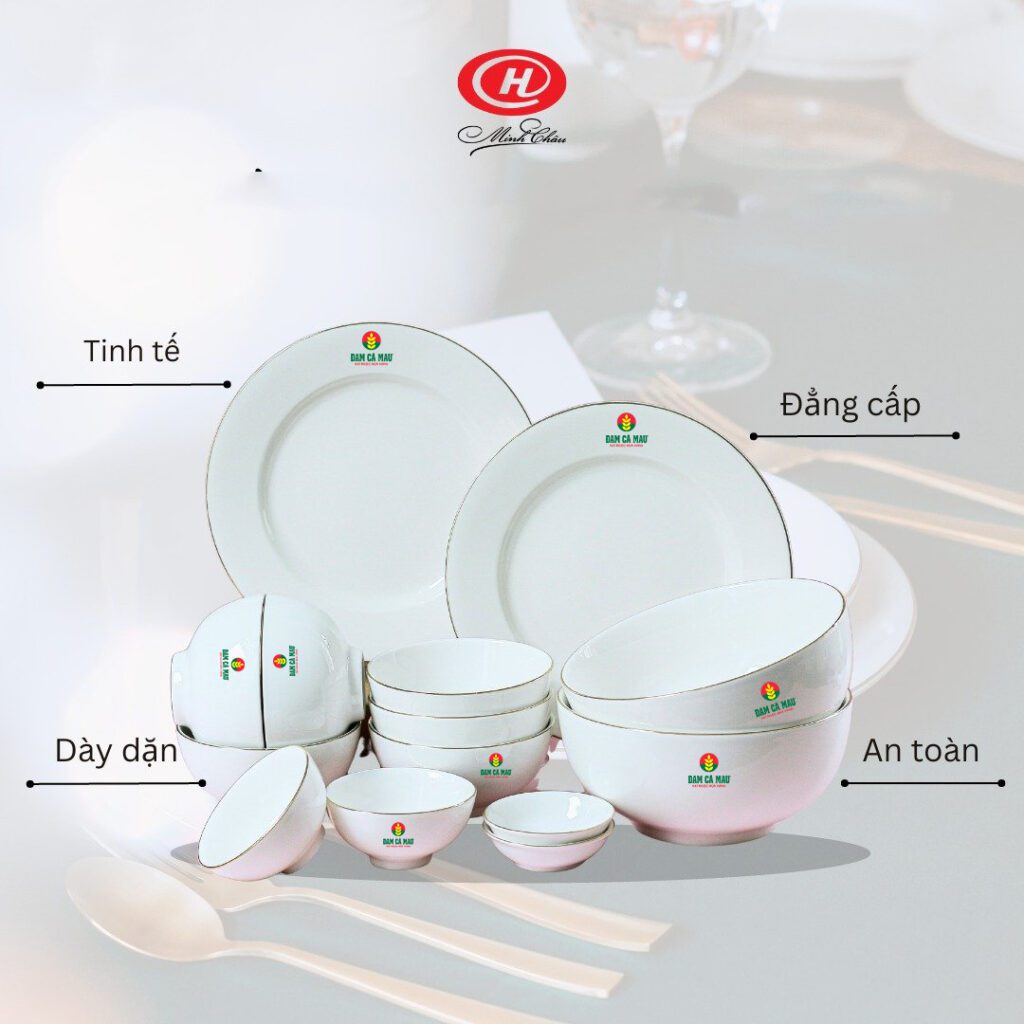 Bát Đĩa Nhà Hàng Quà tặng gốm sứ In logo