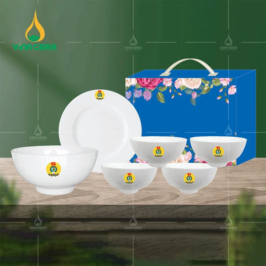 Chọn bát đĩa sứ cao cấp Minh Châu làm quà tặng ngày khai trương Doanh Nghiệp Bát đĩa in logo