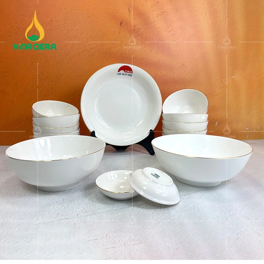 Bộ Chén Đĩa Bát Tràng In Logo – Bộ Quà Tặng Ý Nghĩa Cho Khách Hàng Bát đĩa in logo