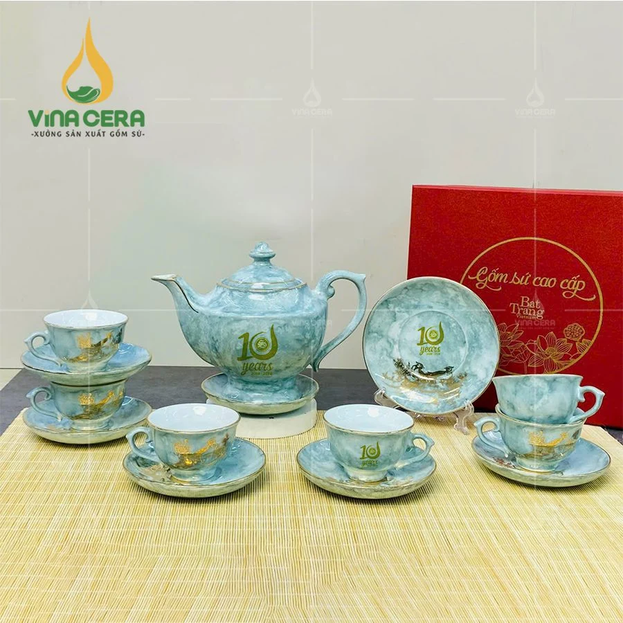 Tìm Hiểu Quy Trình Sản Xuất Gốm Sứ Bát Tràng ấm chén in logo quà tặng