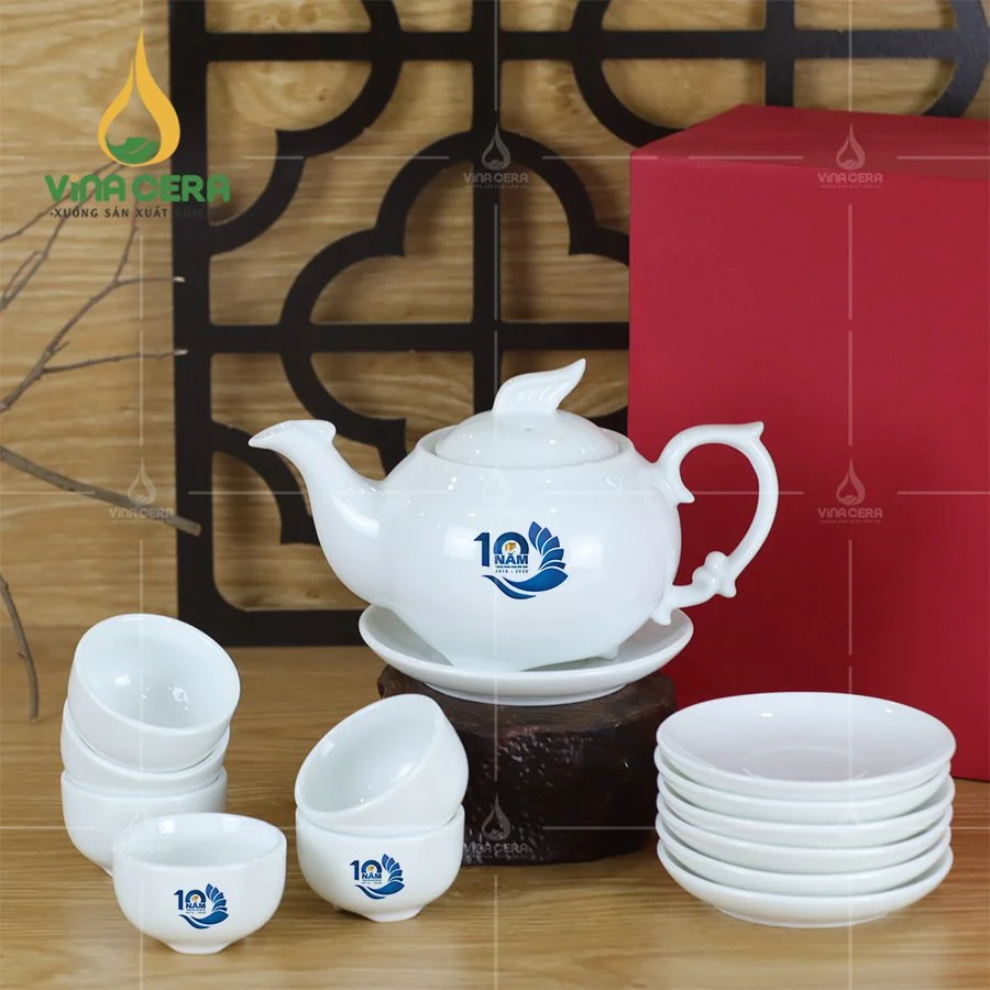 Catalog 299+ Mẫu Ấm Chén, Ấm Trà In Logo Quà Tặng Đẹp Mới Nhất Bộ ấm trà trắng in logo quà tặng