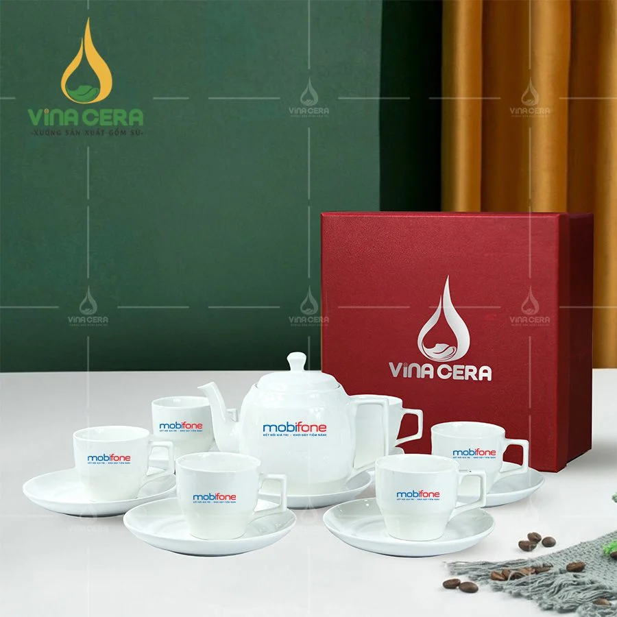 Catalog 299+ Mẫu Ấm Chén, Ấm Trà In Logo Quà Tặng Đẹp Mới Nhất Bộ ấm trà sứ trắng in logo quà tặng